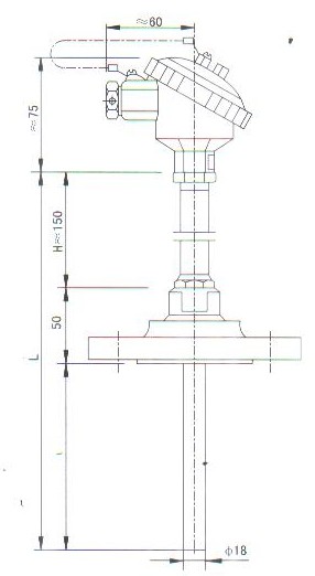  Flanged heat set thermocouple (thermal resistance) product structure